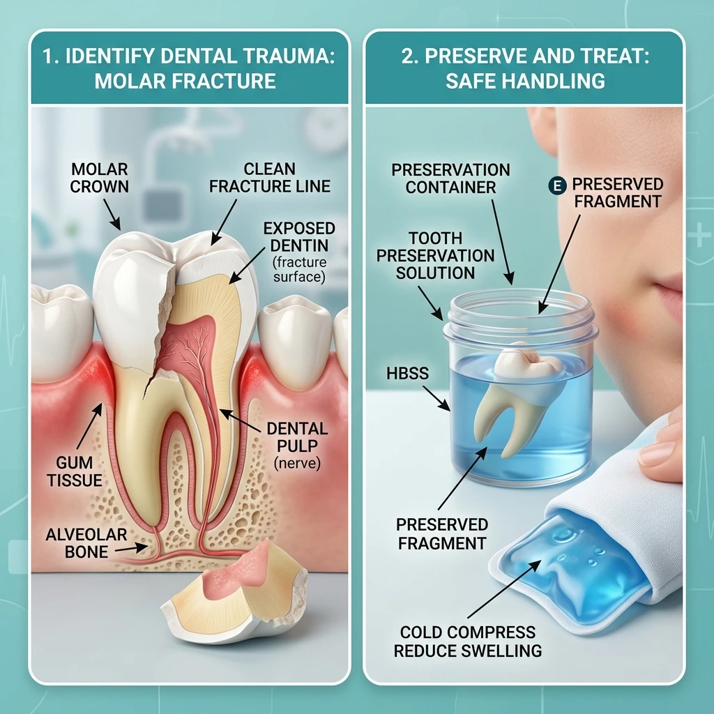 Dental emergency treatment for fractured tooth