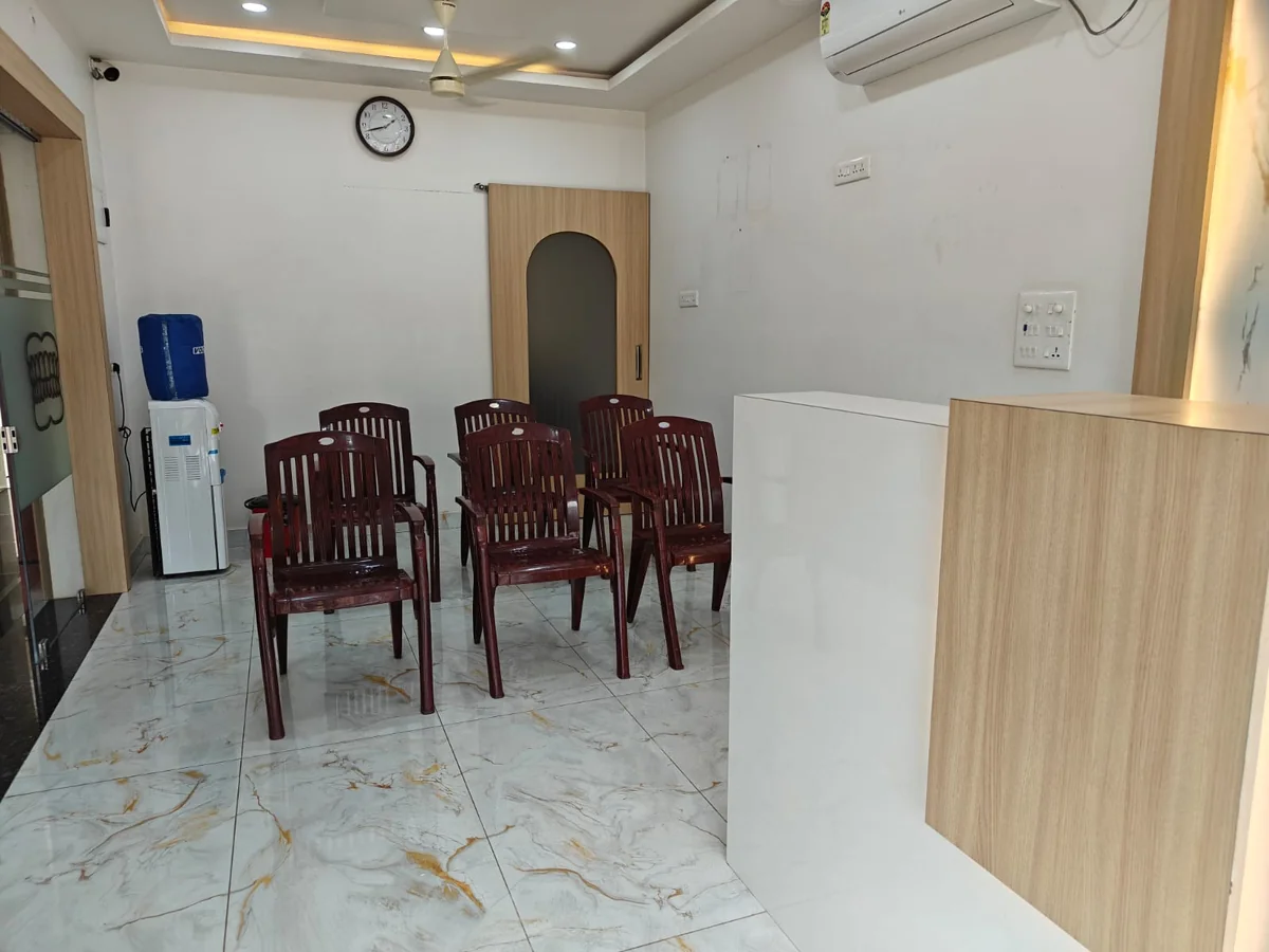Spacious waiting lounge with comfortable seating for patients