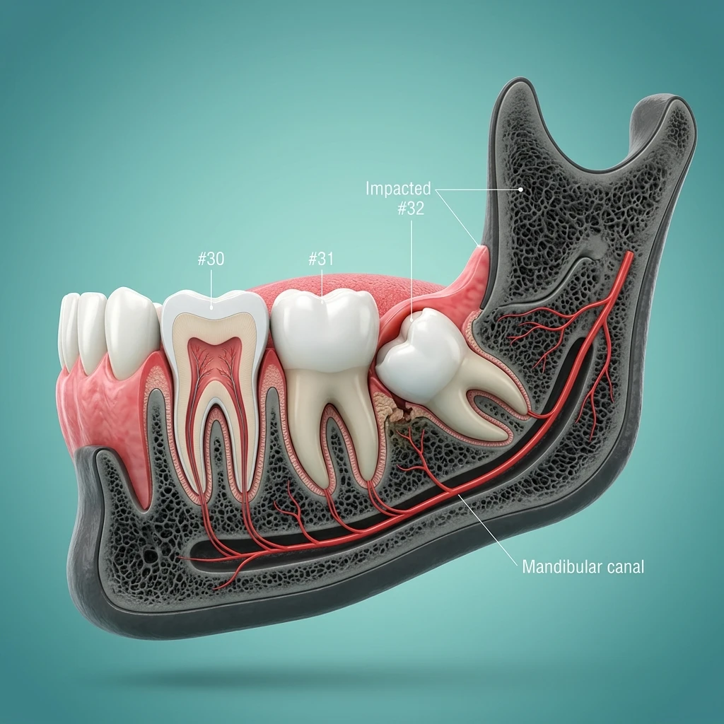 Impacted wisdom tooth extraction diagnosis